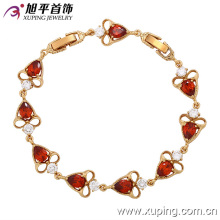 73129 New Arrrival Fashion 18k Gold-Plated Elegant Heart-Shaped Zircon Jewelry Bracelet for Lady′s Gift